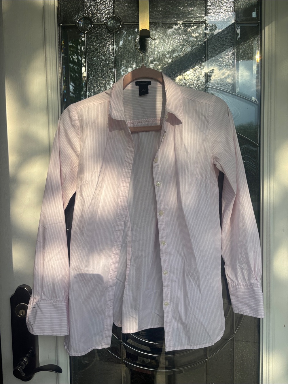 Ann Taylor Pink Striped Dress Shirt